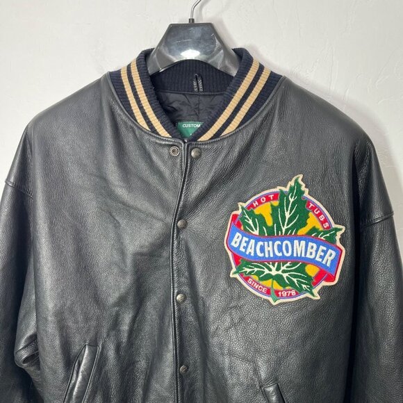 Roots Canada Vintage Mens leather Bomber varsity jacket Size XXL Beachcomber - Picture 3 of 8